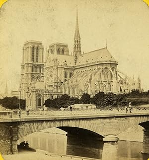 France Paris Second Empire Notre Dame Cathedral Old Stereo photo 1865 #3