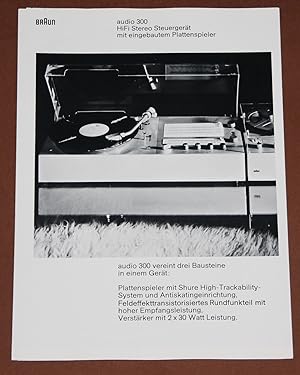 Braun - 300 - Audio HiFi Stereo Steuergerät mit eingebautem Plattenspieler - Prospekt Stand 1.9.1...