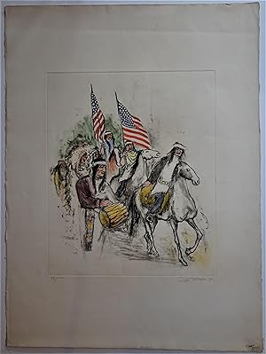 (Etching) Untitled (Native Americans with American Flags )