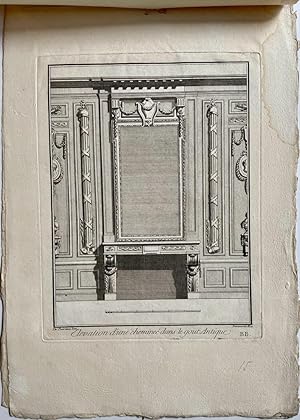 Antique prints, etching and engraving, design | Elevation d'une chemineé dans le gout Antique (op...