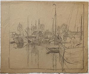 [Modern drawing, black chalk] A small harbour (een kleine haven), ca. 1920-1940, 1 p.