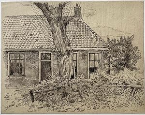 [Modern drawing, black chalk] A farm in the Gooi, ca. 1920-1940, 1 p.