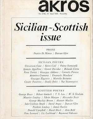 Akros. Edited by Duncan Glen. Volume 9 No.27, April 1975. Sicilian – Scottish issue