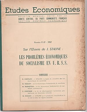 Sur l'Oeuvre de J. Staline : Les problèmes économiques du socialisme en U.R.S.S. Etudes économiqu...