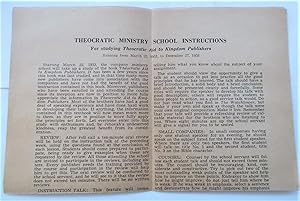 Theocratic Ministry School Instructions For studying 'Theocratic Aid to Kingdom Publishers' Runni...