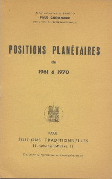 Positions planétaires de 1961 à 1970