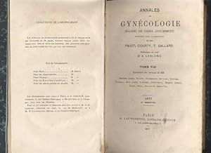 Annales de gynécologie (maladies des femmes, accouchements) Tome VIII Juillet à Décembre 1877