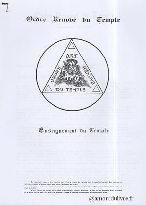 Ordre Rénové du Temple Enseignement du Temple Alchimie Mandement 1 à 5