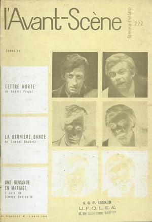 L'Avant Scéne Théâtre n° 222 Lettre morte de Robert Pinget. Suivi de La dernière bande, de Samuel...