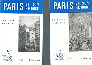 PARIS ET SON HISTOIRE ANNEE 1962 n°61 AU N°72 BULLETIN MENSUEL