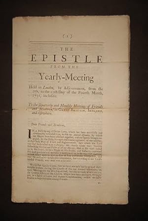 The Epistle from the Yearly-Meeting held in London, by Adjournment, from the 7th, to the 11th Day...
