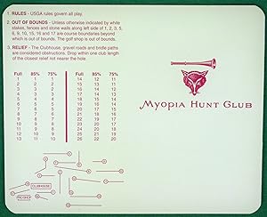Myopia Hunt Club Links Golf Scorecard (New)