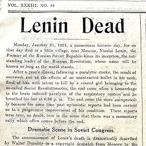 1924 Newspaper Announcing the DEATH of USSR Founder Vladimir Lenin