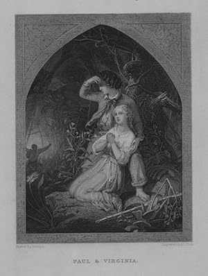 PAUL AND VIRGINIA,1860s Steel Engraving
