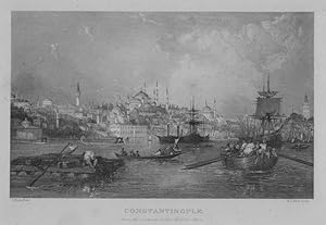 View of Constantinople from the entrance to the Golden Horn,1860s Steel Engraving
