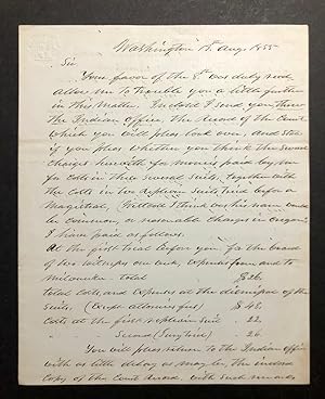 Letter Concerning Expenses Incurred While Superintendent Indian Affairs, Oregon Territory 13 Augu...