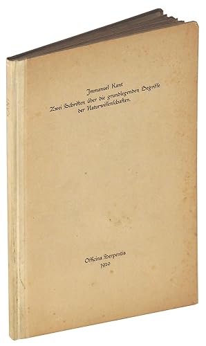 Zwei Schriften über die grundlegenden Begriffe der Naturewissenschaften (Two writings on the fund...