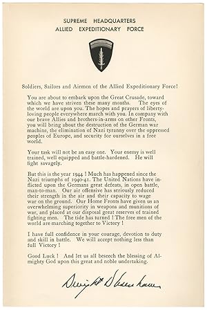 Eisenhower Signed D-Day Message to Allied Expeditionary Force