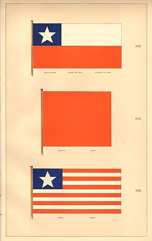 162. Chilian Ensign, Fahne Von Chili, Enseigne Du Chili; 163. Morocco, Maroc; 164. Liberia, Liberia