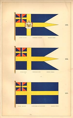 103. Swedish Standard, Schwedische Standarte, Etendard Suedois; 104. Swedish Ensign, Schwedische ...