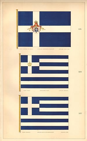 115. Royal Standard of Greece, Koniglich Griechische Standarte, Etendard Royal Grec; 116. Greek E...