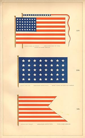 129. American Ensign and Pendant, Americanische Fahne Und Wimpel, Enseigne Et Flamme Americaine; ...