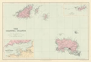 The Channel Islands // Island of Alderney and Caskets // General map of the English Channel showi...