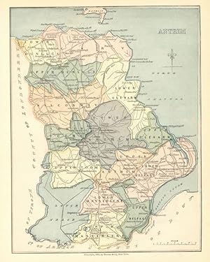 GALWAY COUNTY MAP,1879 Colored Irish Historical Map