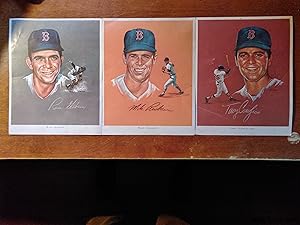 Three 8 x 10 illustrations from paintings by John Wheeldon (Tony Conigliaro, Russ Gibson, Mike An...