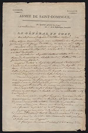 Genereal Leclerc's Handwritten Letter to Artillery Brigade Commander Alex, on October 3, 1802