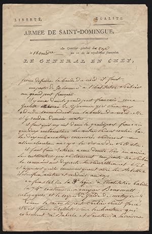 Genereal Leclerc's Handwritten Letter, on October 10, 1802
