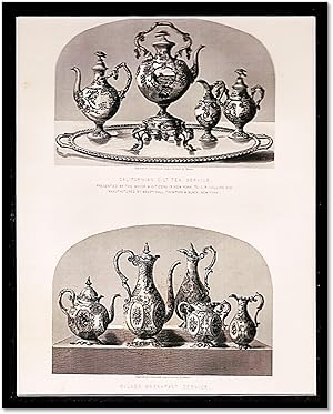 Steel Engraving Featuring Decorative Item Displayed at the Great Exhibition of 1851. [Two Tea Ser...