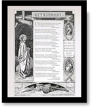 Gethsemane by M. Betham Edwards. Religious [Christian] Poem. Matted Engraving. 1871