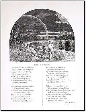 The Rainbow by John Monsell. Religious [Christian] Poem. Matted Engraving. 1871