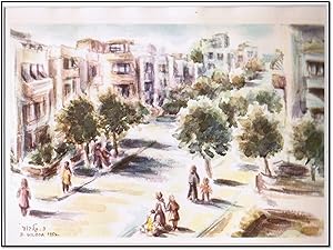 "Tel-Aviv" Watercolor Israel Landscape Artist: David Gilboa 1952