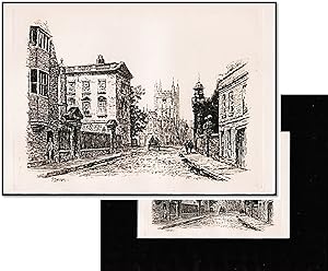 19th Century Steel Engraving c1840 "A Lane in Cambridge Showing the Cathedral" by R. Farren