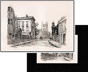 19th Century Steel Engraving c1840 "A Lane in Cambridge Showing the Cathedral" by R. Farren