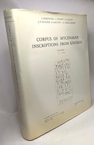 Corpus of Mycenaean Inscriptions from Knossos: Volume 1 (1 - 1063) / Incunabula graeca VOL. LXXXVIII