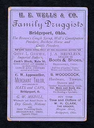 Advertising Song Card for H. E. Wells & Co., Family Druggist