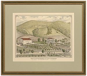 [Color Lithograph] Wine Cellar and Residence of John C. Weinberger. St. Helena, Napa Valley, Cal