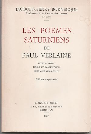 Les poèmes saturniens de Paul Verlaine. Texte critique, étude et commentaire avec cinq hors-texte...