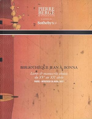 Pierre Berge April 2017 Library Jean A.Bonna Selected Books & Manuscripts 15th t