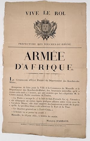 AFFICHE DÉBARQUEMENT ALGÉRIE 1830