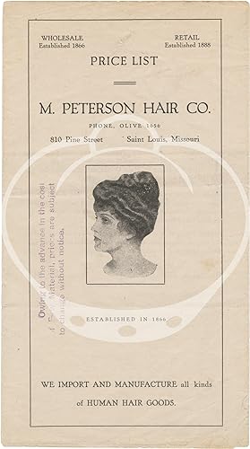 M. Peterson Hair Co. (Original catalog for a retail and wholesale hair and cosmetics company)