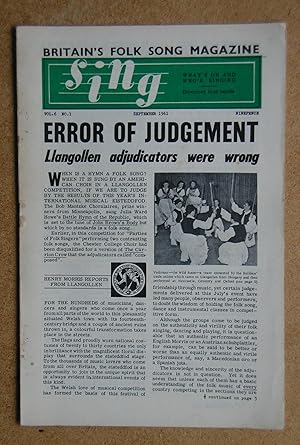 Sing. Britains Folk Song Magazine. September 1961. Vol. 6. No. 1.