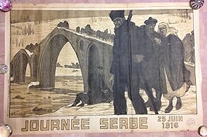 Affiche Originale lithographiée Journée Serbe 25 Juin 1916