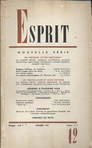 Revue Esprit. 1967, numéro 12 : En mémoire d'Yves Bertherat - Les travailleurs et leur histoire. ...