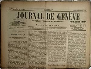 Journal de Genève. National, politique et littéraire. 85e année N° 264. 23 septembre 1918.