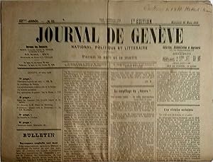 Journal de Genève. National, politique et littéraire. 87e année. N° 88. 29 mars 1916.