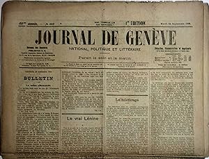 Journal de Genève. National, politique et littéraire. 89e année N° 265. 24 septembre 1918.